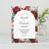 Invitation Aquarelle rouge blanc florale élégant (Debout devant)