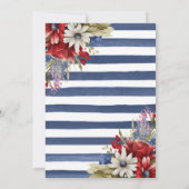 Invitation Aquarelle Rouge, Bleu et Blanc Fleurs 4 juillet (Dos)