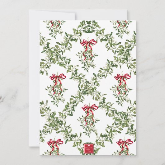 Invitation Aquarelle Rouge Bow Mistletoe Garland Noël (Dos)