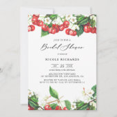 Invitation Aquarelle Rouge Cerises Garland Fête des mariées (Devant)