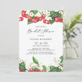 Invitation Aquarelle Rouge Cerises Garland Fête des mariées (Debout devant)