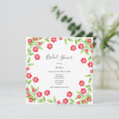 Invitation Aquarelle rouge couronne florale (Debout devant)