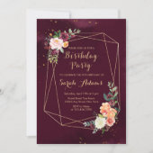 Invitation Aquarelle rouge de Bourgogne 50e anniversaire (Devant)