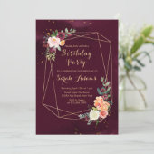 Invitation Aquarelle rouge de Bourgogne 50e anniversaire (Debout devant)