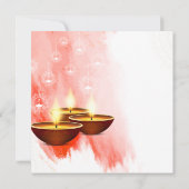 Invitation Aquarelle rouge Diwali avec Diyas (Dos)