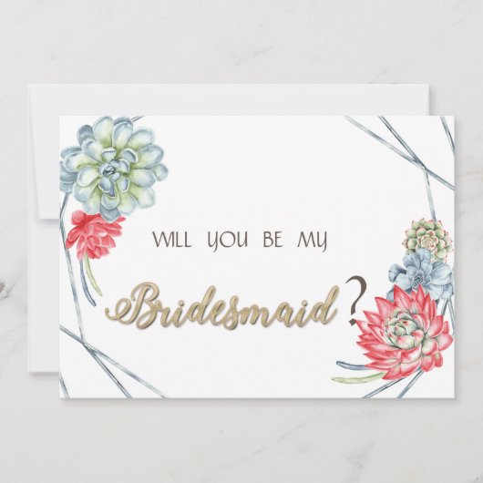 Invitation Aquarelle Rouge du désert Succulents (Devant)