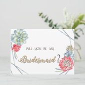 Invitation Aquarelle Rouge du désert Succulents (Debout devant)