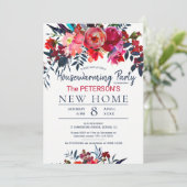 Invitation Aquarelle rouge éclatante fête de réchauffage flor (Debout devant)