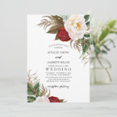 Invitation Aquarelle rouge et blanc luxuriante Mariage Floral (Debout devant)