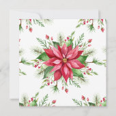 Invitation Aquarelle Rouge et Blanc Poinsettia Noël Réveillon (Dos)