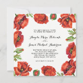 Invitation Aquarelle Rouge et vert Mariage de fleurs de crapa (Devant)