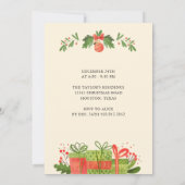 Invitation Aquarelle Rouge et verte Fête de Noël (Dos)