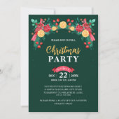 Invitation Aquarelle rouge et verte Noël cardinal (Devant)