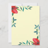 Invitation Aquarelle rouge Fleur sauvage vert Mariage floral (Dos)