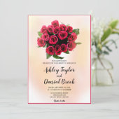 Invitation Aquarelle Rouge Floral Bouquet Mariage romantique (Debout devant)