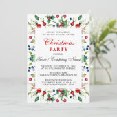 Invitation Aquarelle Rouge Holly Berry Noël (Debout devant)