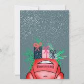 Invitation Aquarelle rouge Illustration de voiture Noël (Dos)