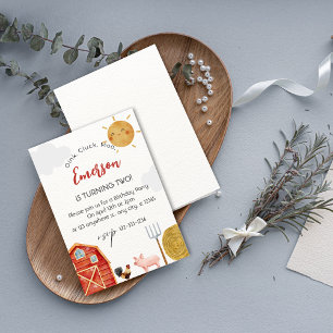 Invitation Aquarelle rouge jaune de la ferme mignonne fête d'