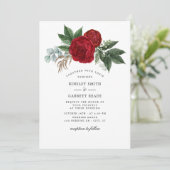 Invitation Aquarelle rouge luxuriante pivoines Mariage blanc (Debout devant)
