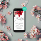 Invitation Aquarelle rouge Mariage floral d'hiver