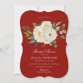 Invitation Aquarelle rouge Noël Fête des mariées florale (Devant)