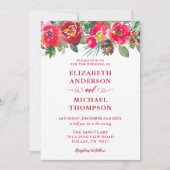 Invitation Aquarelle rouge Noël Floral Mariage d'hiver (Devant)