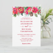 Invitation Aquarelle rouge Noël Floral Mariage d'hiver (Debout devant)