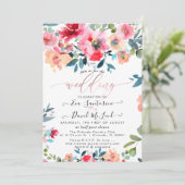 Invitation Aquarelle Rouge Ombre Jardin Roses Mariage (Debout devant)