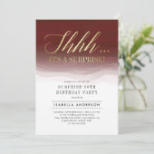 Invitation Aquarelle rouge or et bourgogne Surprise Anniversa (Debout devant)