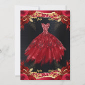 Invitation Aquarelle Rouge & Or Parties scintillant robe Swee (Dos)