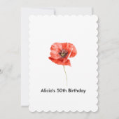 Invitation Aquarelle Rouge Pavot Vert Cinquante Anniversaire (Dos)