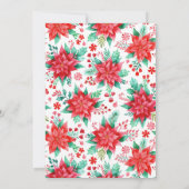 Invitation Aquarelle rouge Poinsettia Fête de Noël Florale (Dos)