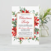 Invitation Aquarelle Rouge Poinsettia Fête de Noël Florale (Debout devant)