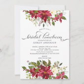 Invitation Aquarelle Rouge Poinsettia Fête des mariées Déjeun (Devant)