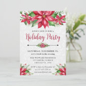 Invitation Aquarelle Rouge Poinsettia Fleurs Noël (Debout devant)