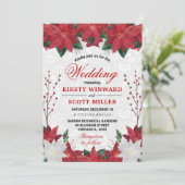 Invitation Aquarelle Rouge Poinsettia Floral Mariage de Noël (Debout devant)