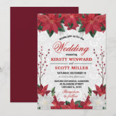 Invitation Aquarelle Rouge Poinsettia Floral Mariage de Noël (Devant / Derrière)