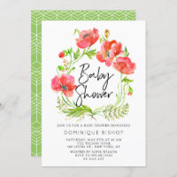 Aquarelle Rouge Poppies Baby shower de couronne