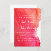 Invitation Aquarelle rouge pourpre art moderne mariage boho (Devant / Derrière)