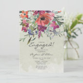 Invitation Aquarelle rouge pourpre Fleur Sage (Debout devant)