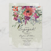 Invitation Aquarelle rouge pourpre Fleur Sage (Devant / Derrière)