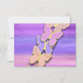 Invitation Aquarelle rouge rose papillon RSVP (Devant)