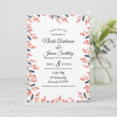 Invitation Aquarelle Rouge Vacances Mariage des baies d'hiver (Debout devant)