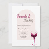 Invitation Aquarelle rouge Vin Confetti Brunch & Bubbly (Devant)