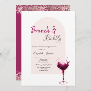 Invitation Aquarelle rouge Vin Confetti Brunch & Bubbly