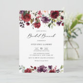 Invitation Aquarelle rouge violet Floral Garland Bridal Brunc (Debout devant)