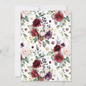 Invitation Aquarelle rouge violet Floral Garland Bridal Brunc (Dos)