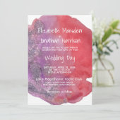 Invitation Aquarelle rouge violet Moderne Mariage élégant (Debout devant)