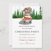 Invitation Aquarelle Rouge Voiture & Cadeaux Noël (Devant)