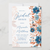 Invitation Aquarelle rouille et Fête des mariées de fleurs bl (Devant)